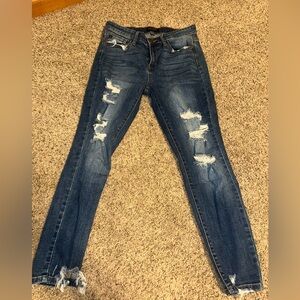 Judy Blue Dark Distressed Skinny Jeans